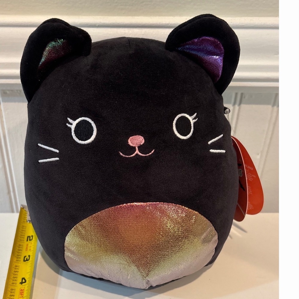 Squishmallows 8 Inch Kyra the Black Cat Halloween Iridescent Plush S8 #1763 NEW